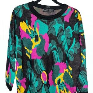 Vintage “Westside” Colorful Floral Sweater size Large